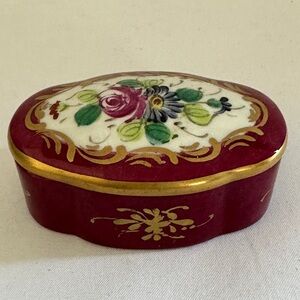 Vintage Red and Gold Floral Jewelry Box